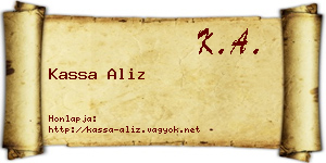 Kassa Aliz névjegykártya